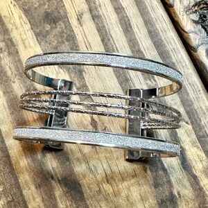 Multi-band silver cuff bracelet